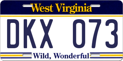 WV license plate DKX073