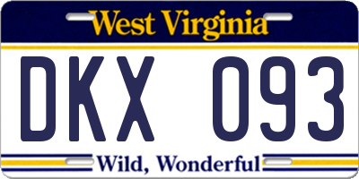 WV license plate DKX093