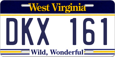 WV license plate DKX161
