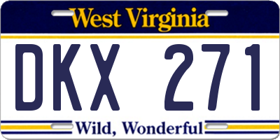 WV license plate DKX271