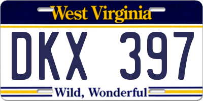 WV license plate DKX397