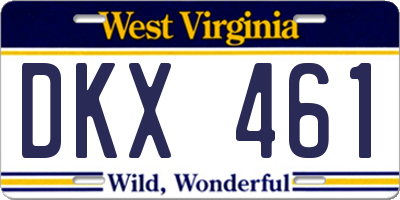 WV license plate DKX461