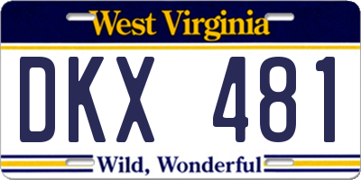 WV license plate DKX481