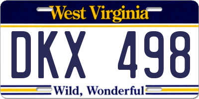 WV license plate DKX498