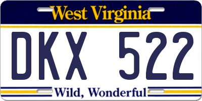 WV license plate DKX522
