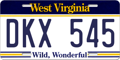 WV license plate DKX545