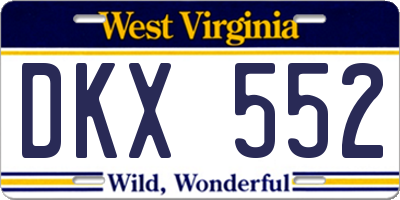 WV license plate DKX552