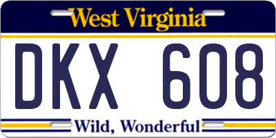 WV license plate DKX608
