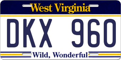 WV license plate DKX960