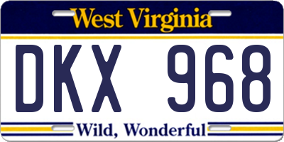 WV license plate DKX968