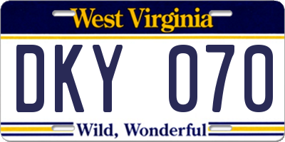 WV license plate DKY070
