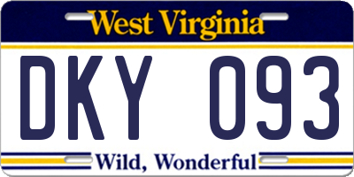 WV license plate DKY093