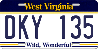 WV license plate DKY135