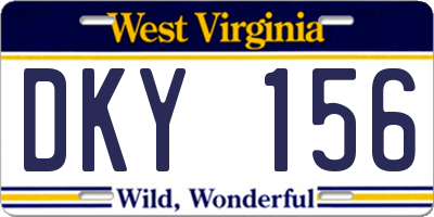 WV license plate DKY156