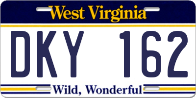WV license plate DKY162