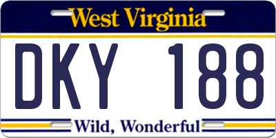 WV license plate DKY188