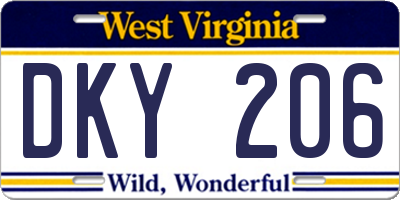 WV license plate DKY206