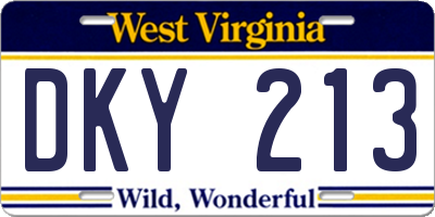 WV license plate DKY213