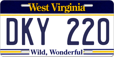 WV license plate DKY220
