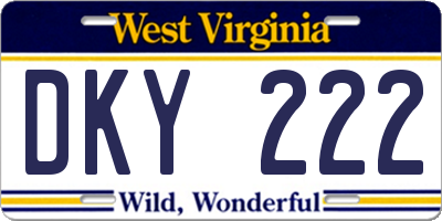 WV license plate DKY222