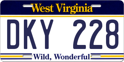 WV license plate DKY228