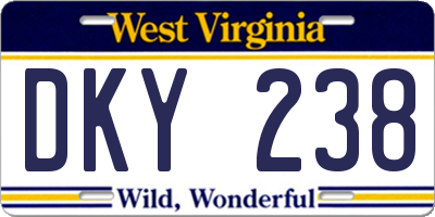 WV license plate DKY238