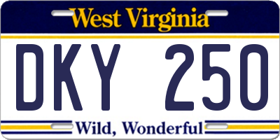 WV license plate DKY250