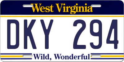 WV license plate DKY294