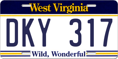 WV license plate DKY317
