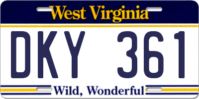 WV license plate DKY361