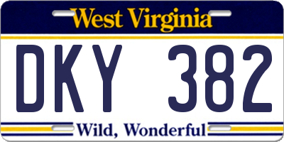 WV license plate DKY382