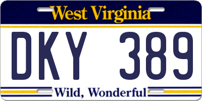 WV license plate DKY389