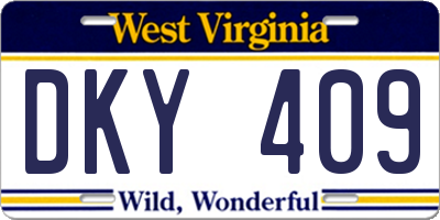 WV license plate DKY409