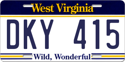 WV license plate DKY415