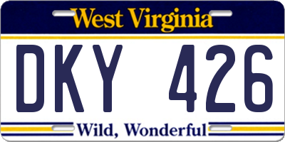 WV license plate DKY426