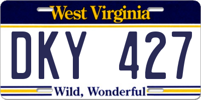 WV license plate DKY427