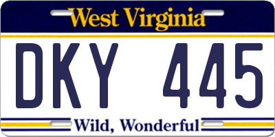 WV license plate DKY445