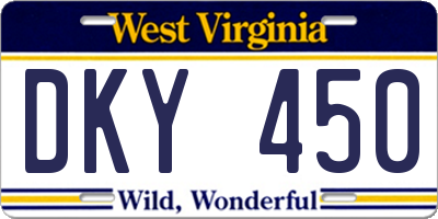 WV license plate DKY450