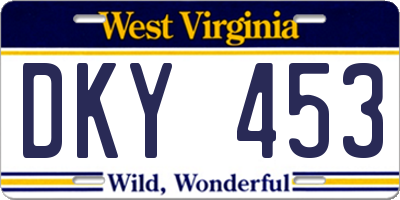 WV license plate DKY453
