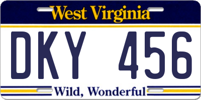 WV license plate DKY456