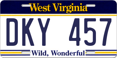 WV license plate DKY457