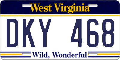 WV license plate DKY468