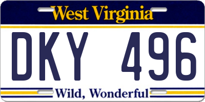 WV license plate DKY496