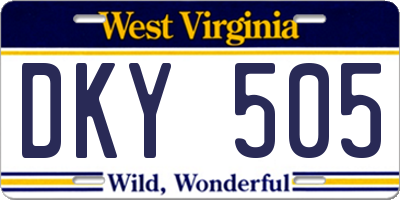 WV license plate DKY505