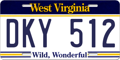 WV license plate DKY512