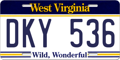 WV license plate DKY536