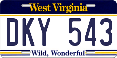 WV license plate DKY543