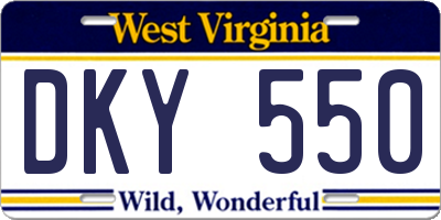 WV license plate DKY550