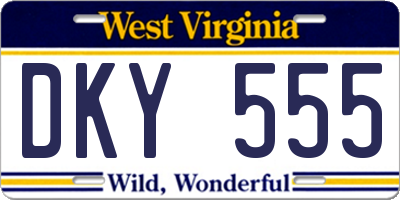 WV license plate DKY555