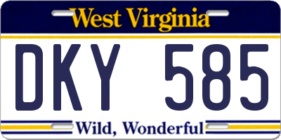 WV license plate DKY585